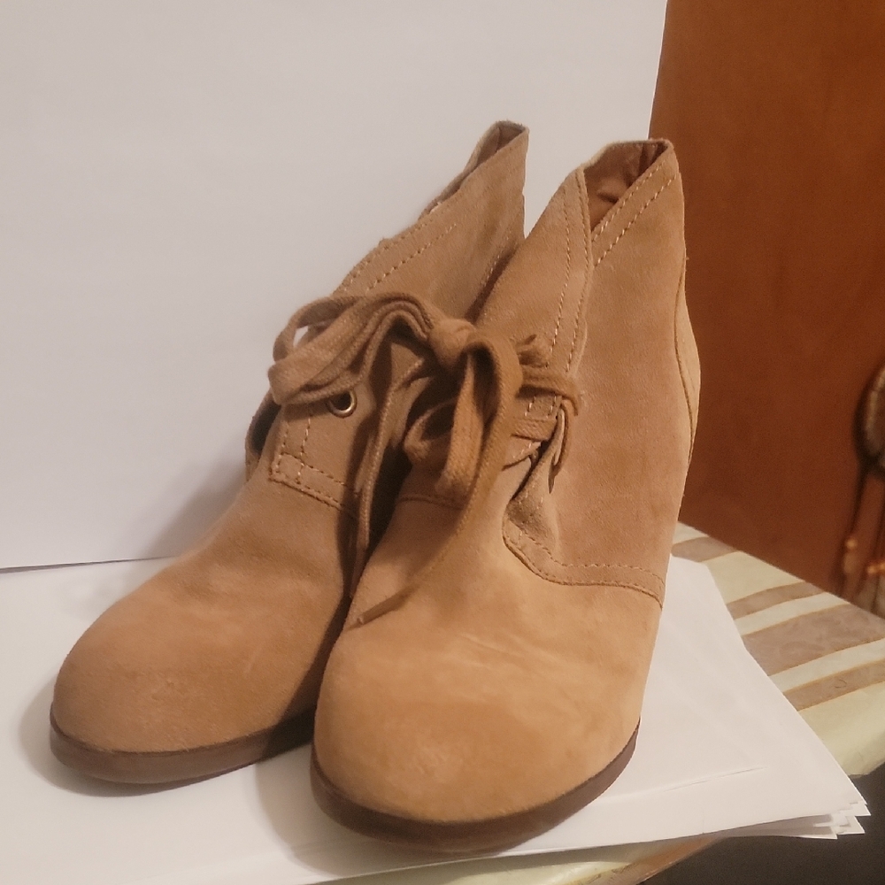 Lucky Brand Suede Lace-Up Ankle Booties